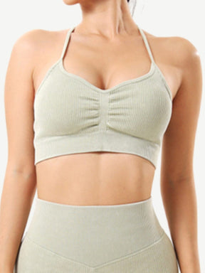 Snatched Seamless Ribbed Sports Bra Sweetheart Neckline