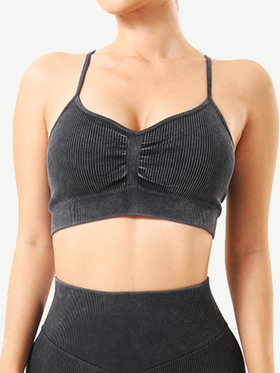 Snatched Seamless Ribbed Sports Bra Sweetheart Neckline
