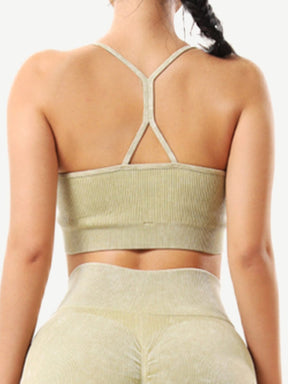 Snatched Seamless Ribbed Sports Bra Sweetheart Neckline