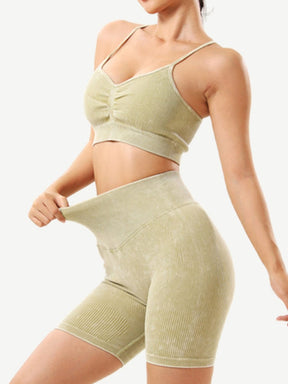 Snatched Seamless Ribbed Sports Bra Sweetheart Neckline