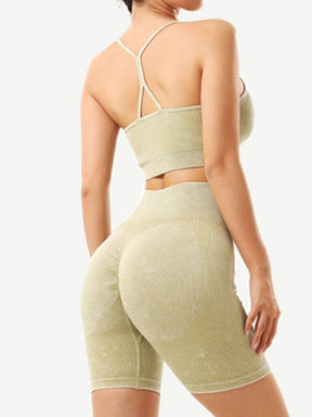 Snatched Seamless Ribbed Sports Bra Sweetheart Neckline