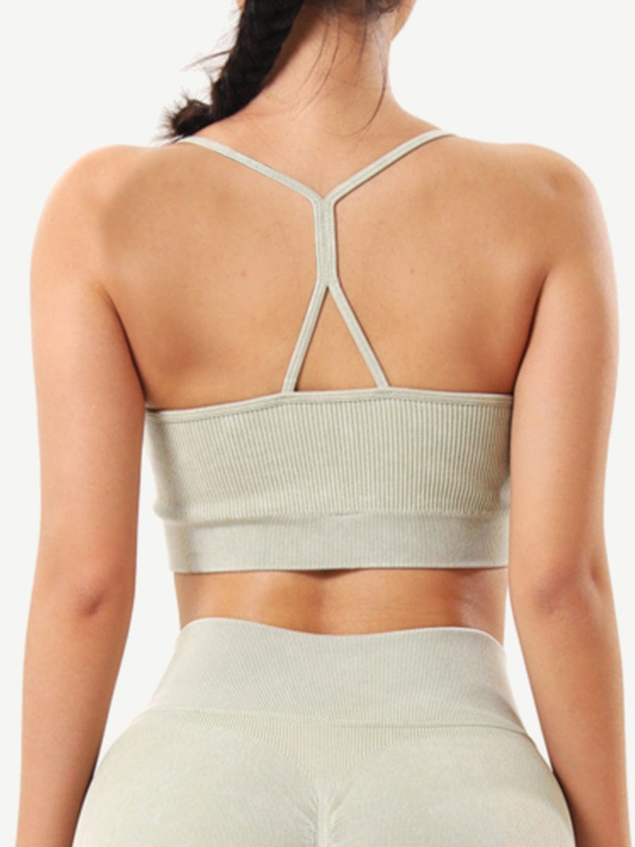 Snatched Seamless Ribbed Sports Bra Sweetheart Neckline