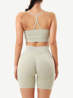 Snatched Seamless Ribbed Sports Bra Sweetheart Neckline