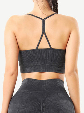 Snatched Seamless Ribbed Sports Bra Sweetheart Neckline