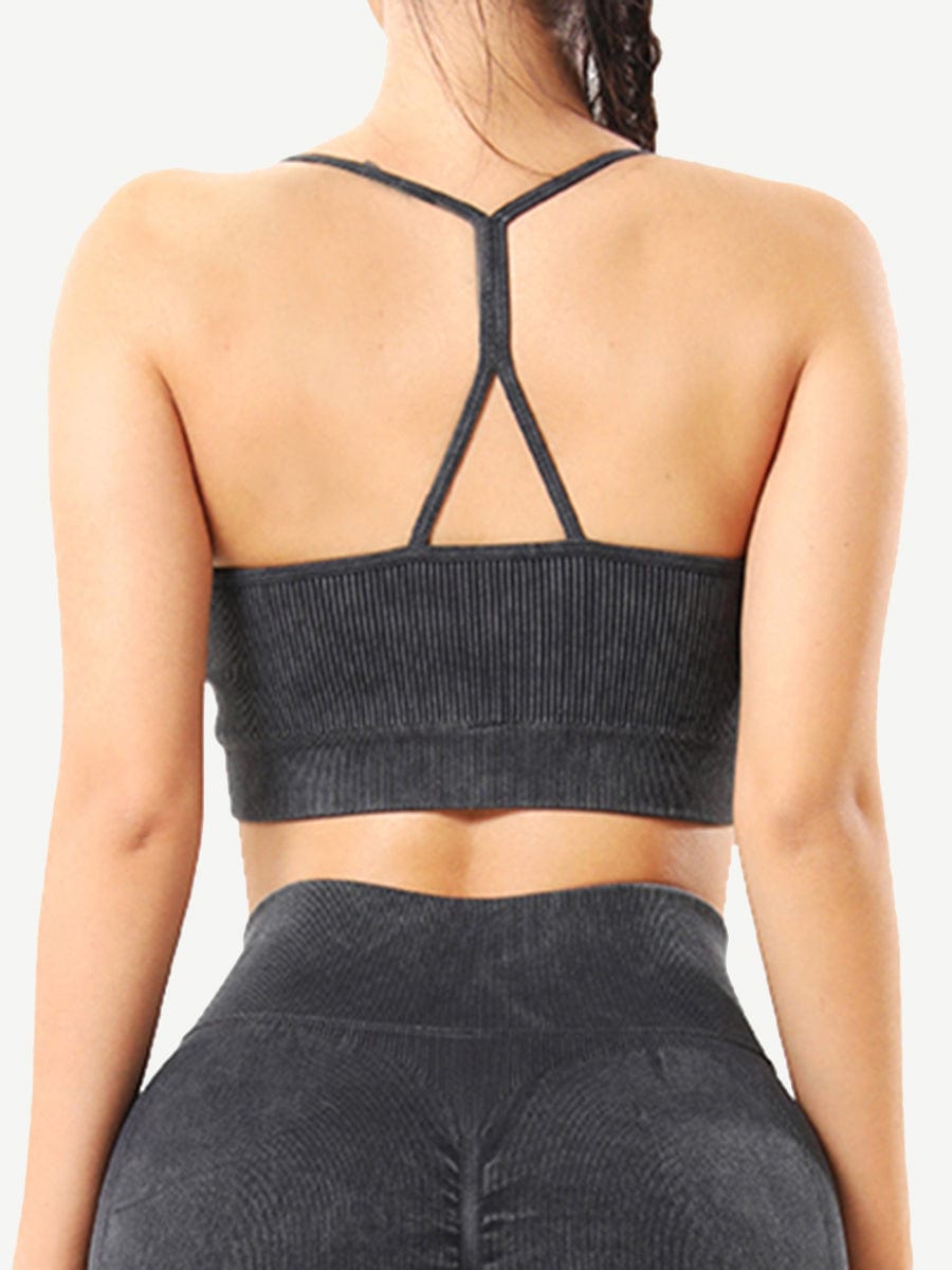 Snatched Seamless Ribbed Sports Bra Sweetheart Neckline