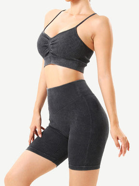 Snatched Seamless Ribbed Sports Bra Sweetheart Neckline
