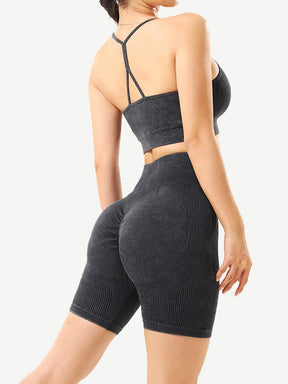 Snatched Seamless Ribbed Sports Bra Sweetheart Neckline