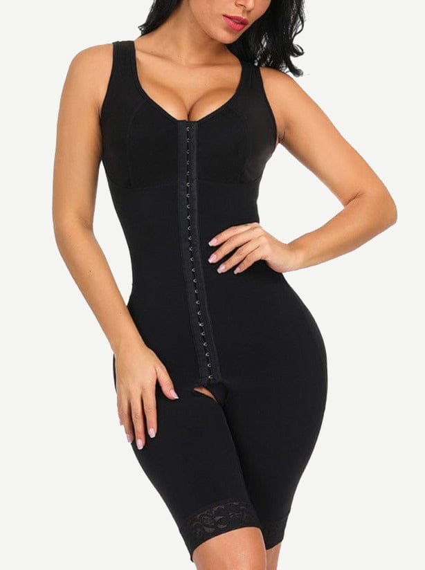 Snatched Stretch Faja Bodysuit Hooks Crotchless