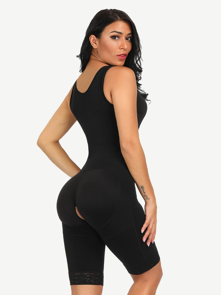 Snatched Stretch Faja Bodysuit Hooks Crotchless