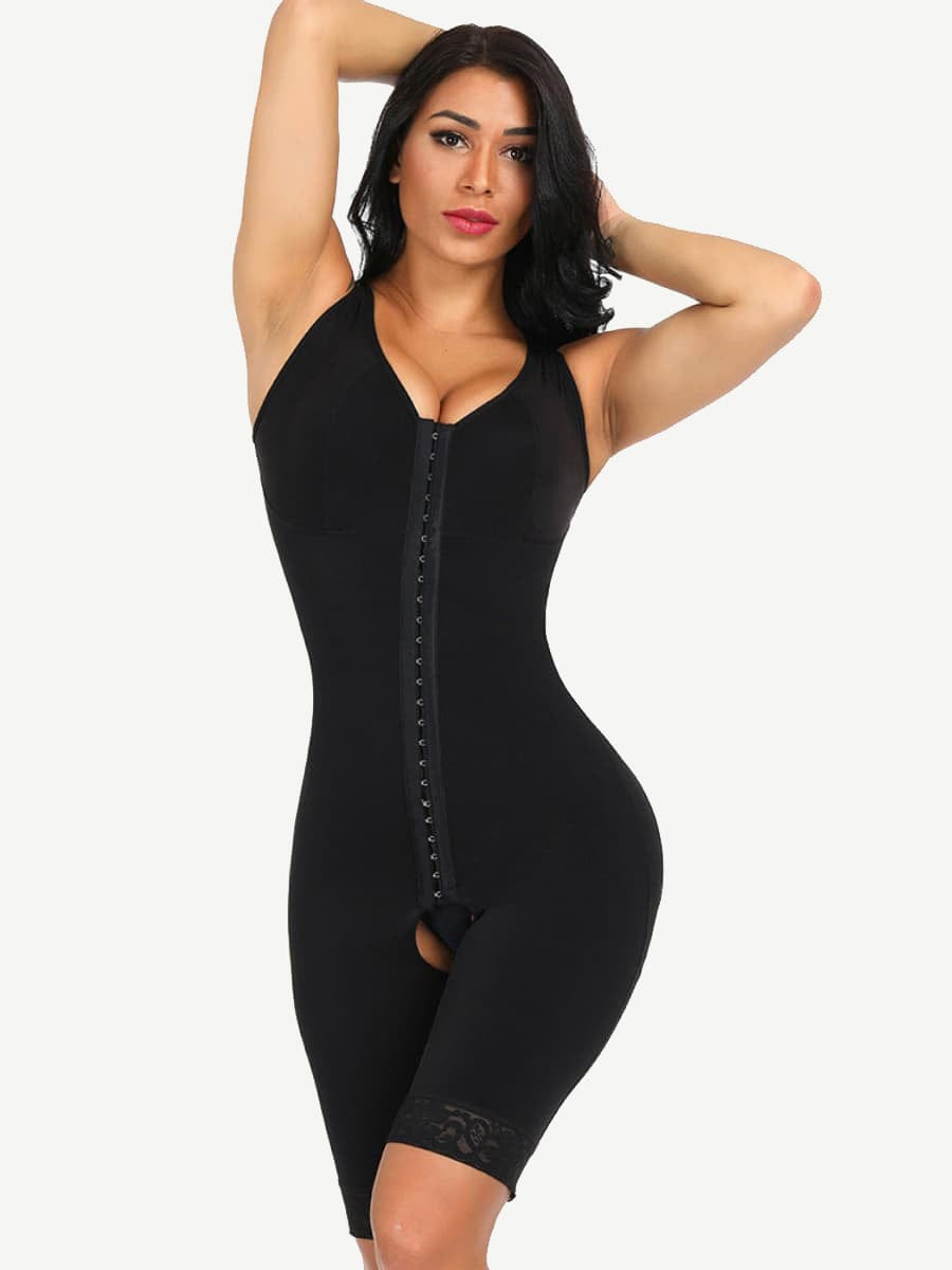 Snatched Stretch Faja Bodysuit Hooks Crotchless