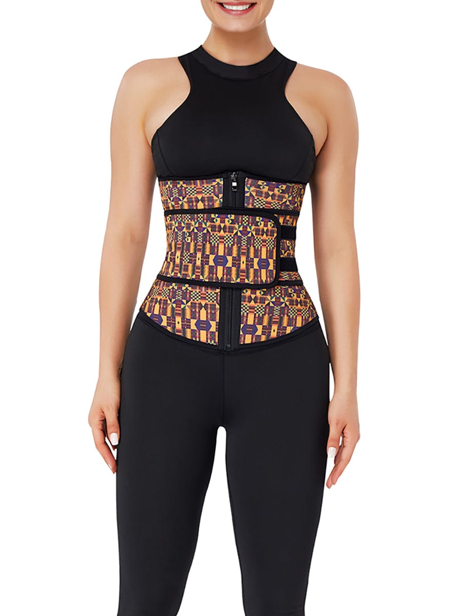 Snatched African Print Latex Zipper Waist Trainer