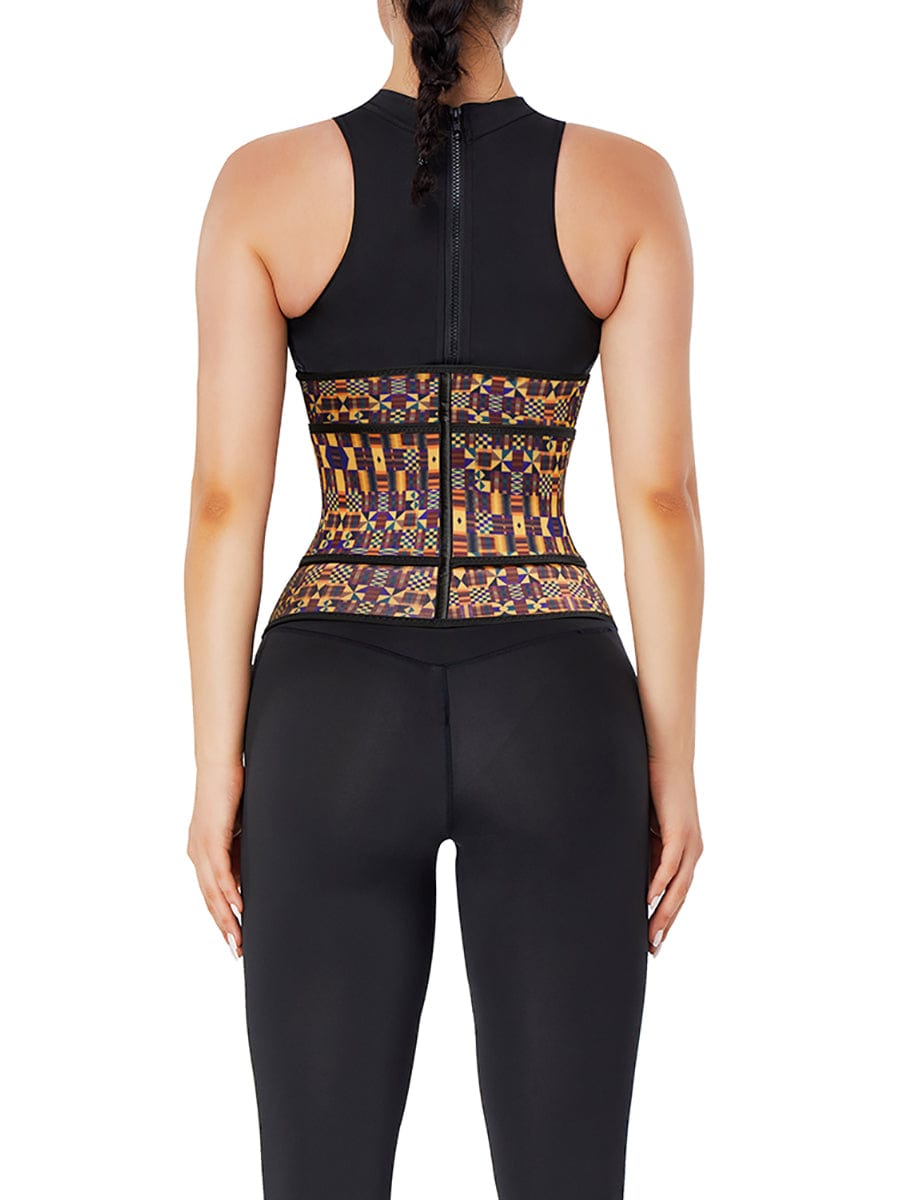 Snatched African Print Latex Zipper Waist Trainer