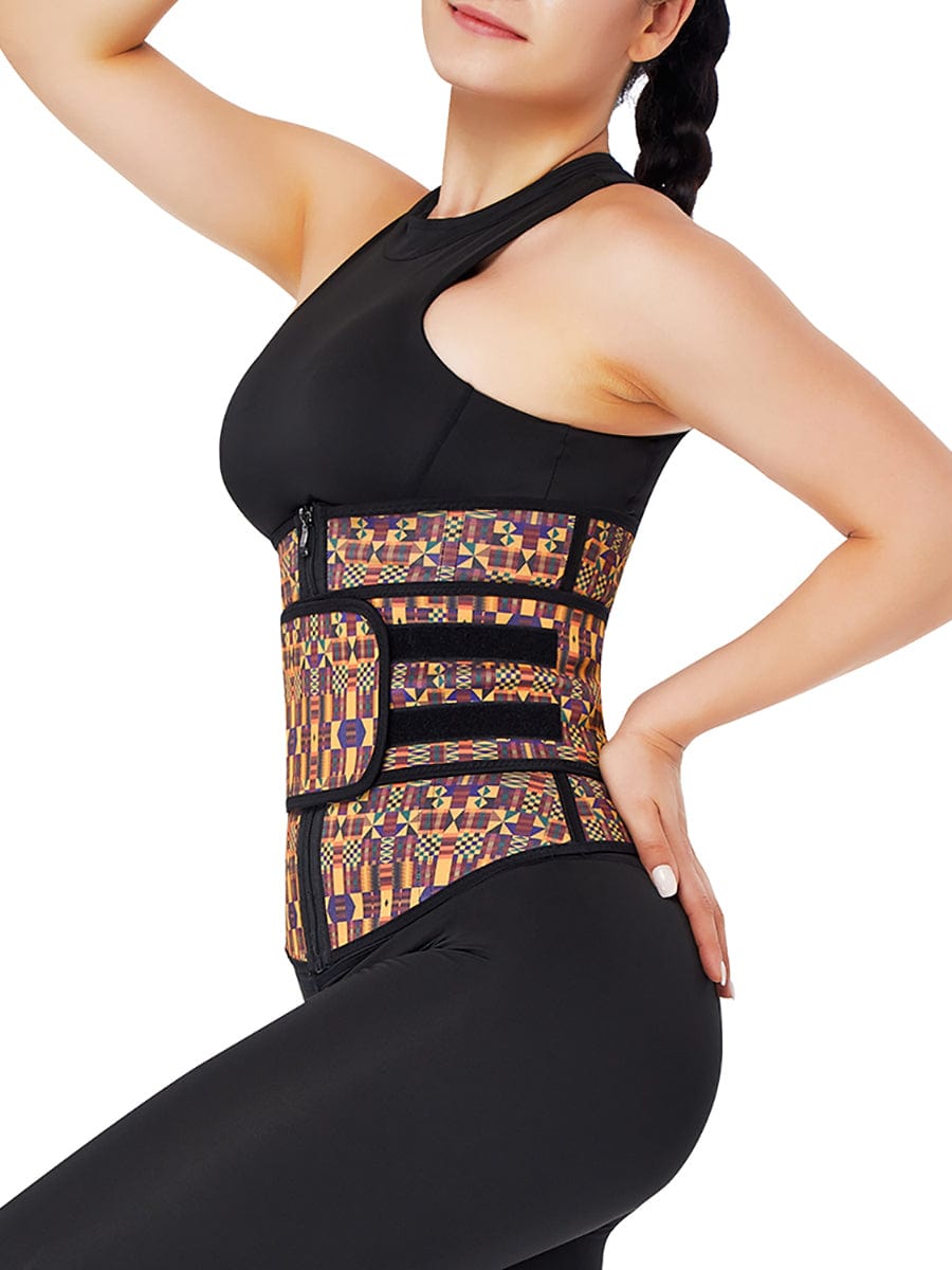 Snatched African Print Latex Zipper Waist Trainer