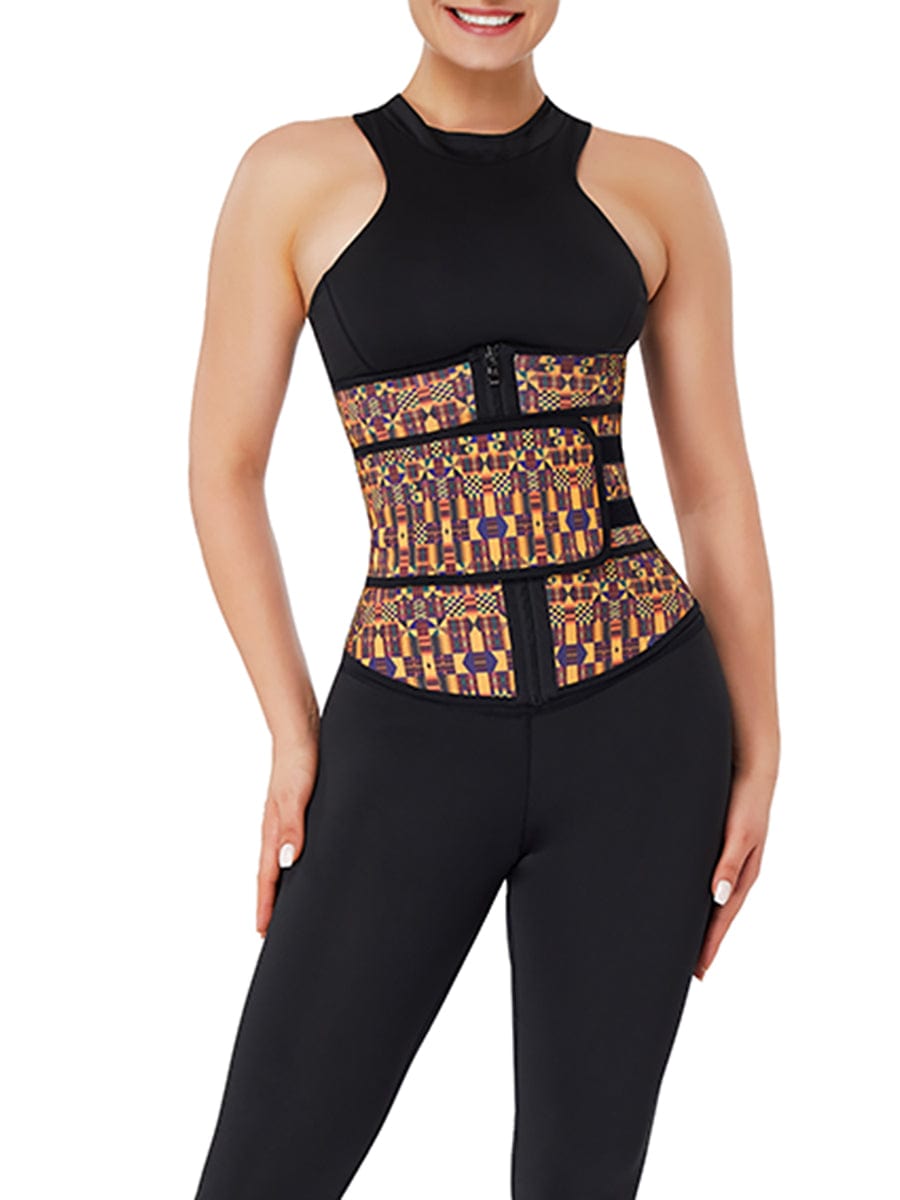 Snatched African Print Latex Zipper Waist Trainer