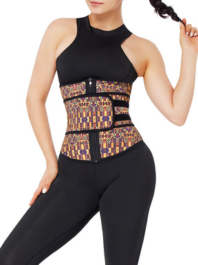 Snatched African Print Latex Zipper Waist Trainer