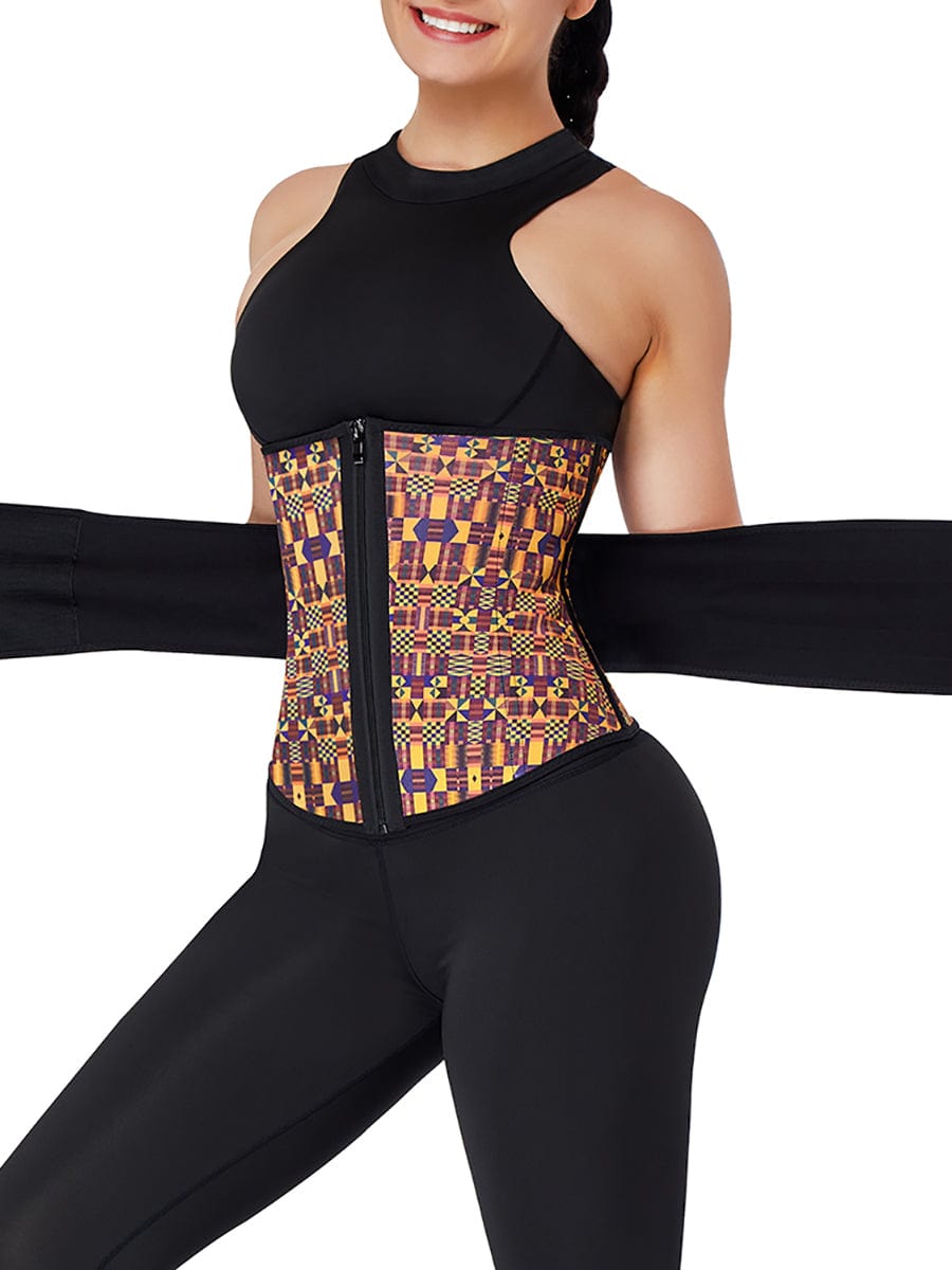 Snatched African Print Latex Zipper Waist Trainer