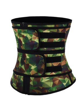 Snatched Camo Latex Waist Trainer Double Belts