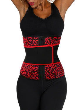 Snatched Neoprene Leopard Waist Trainer Ventilated Belt Plus Size