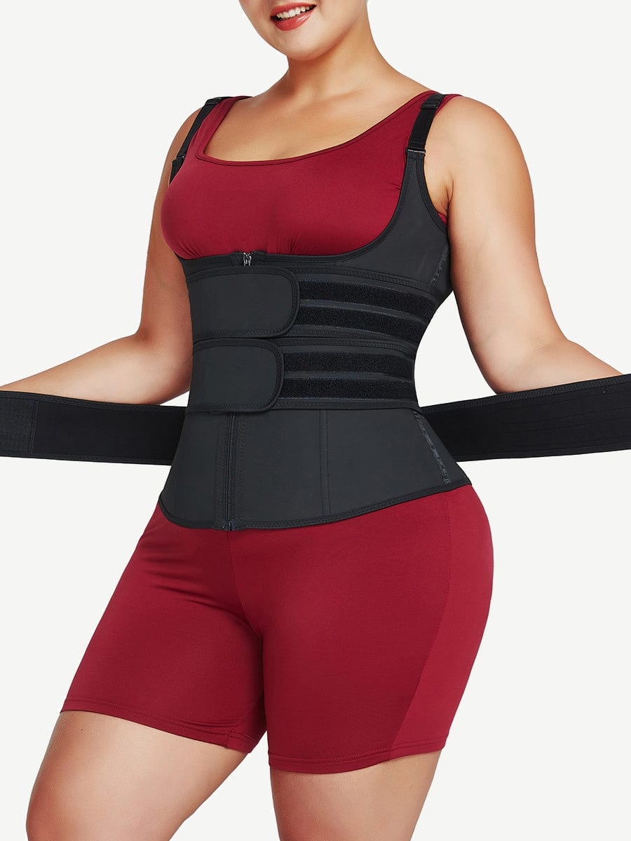 Snatched Latex Vest Waist Trainer Adjustable Straps Zipper