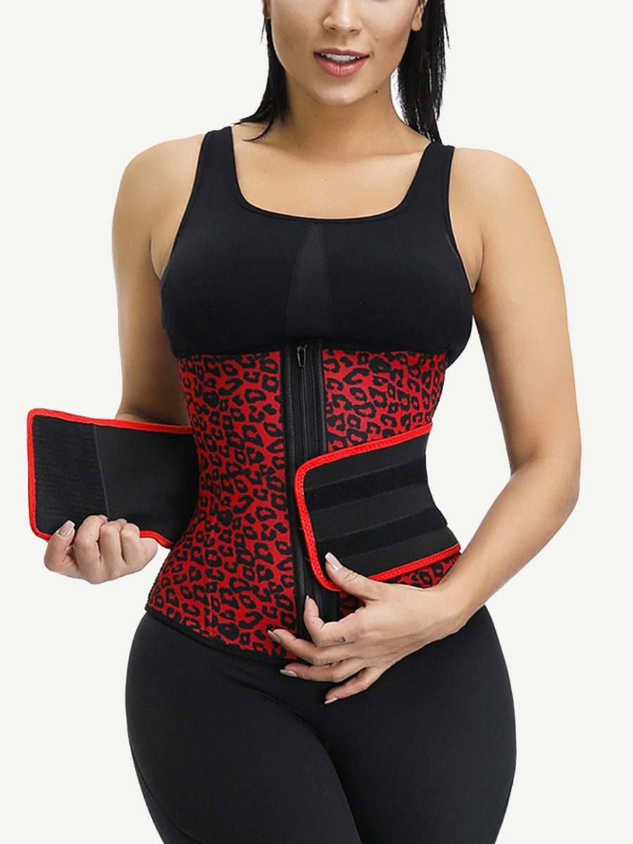 Snatched Neoprene Leopard Waist Trainer Ventilated Belt Plus Size