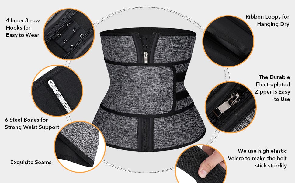 Snatched Waist Trainer With Belt 6 Bones