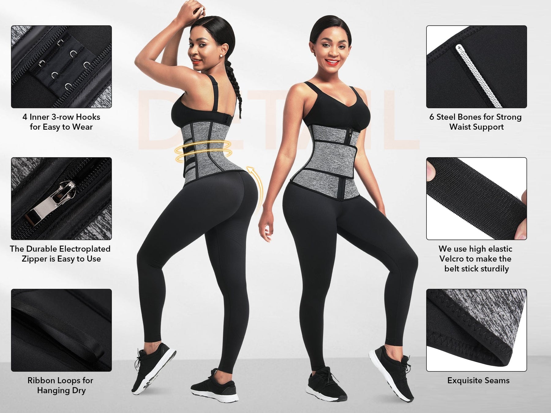 Snatched Waist Trainer With Belt 6 Bones