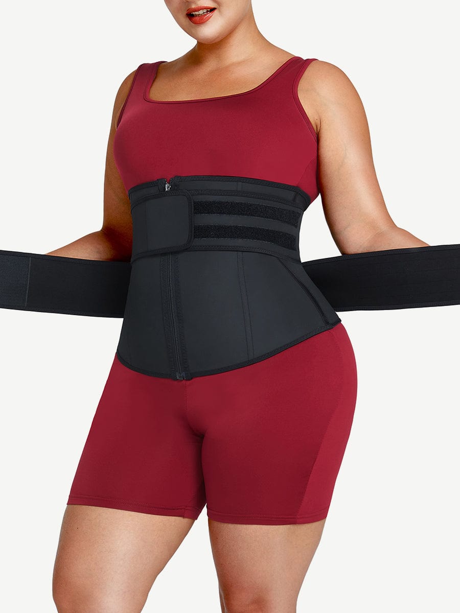 Snatched Latex Zipper Waist Trainer Adjustable Belt Plus Size