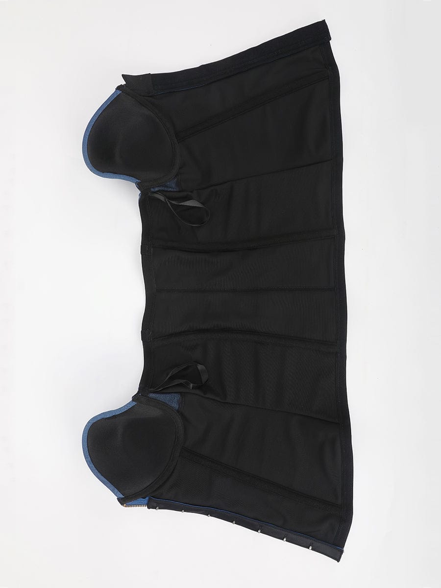 Snatched Imitation Denim Waist Trainer 4 Bones Drawstring Back