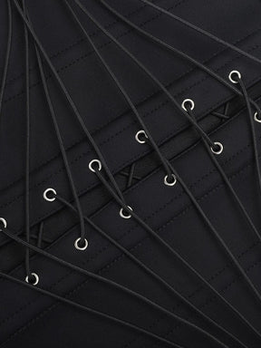 Snatched Latex Corset 10 Steel Bones Front Busk Fan Lacing