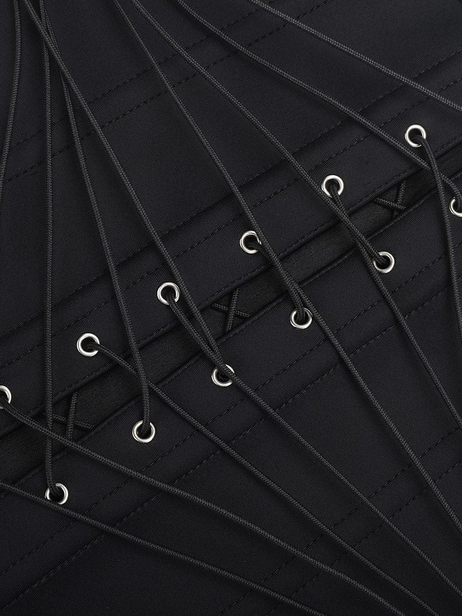 Snatched Latex Corset 10 Steel Bones Front Busk Fan Lacing