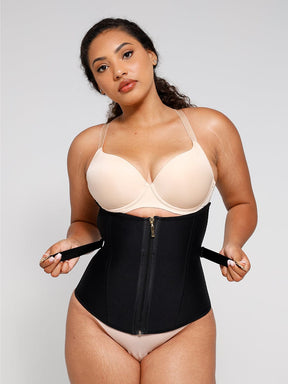 Snatched Latex Corset 10 Steel Bones Front Busk Fan Lacing