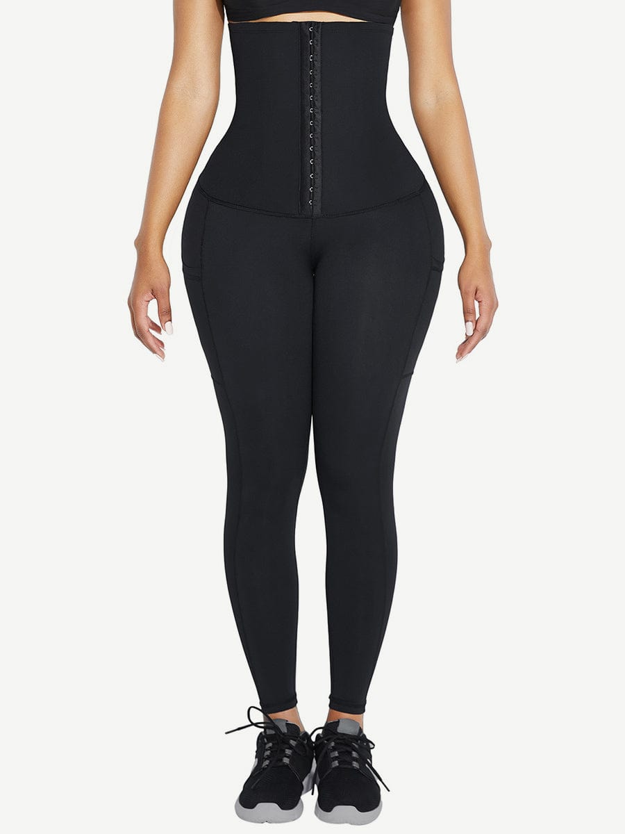 Snatched High Waist Shaping Leggings Three Hooks Pockets