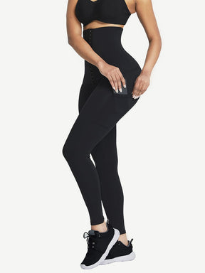 Snatched High Waist Shaping Leggings Three Hooks Pockets