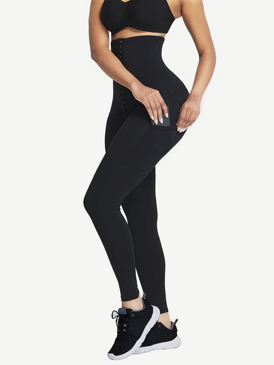 Snatched High Waist Shaping Leggings Three Hooks Pockets