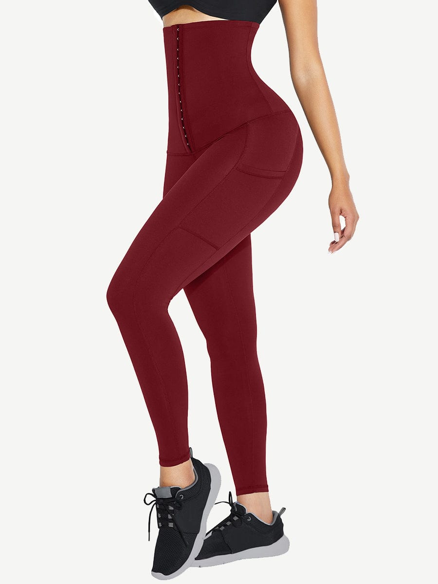 Snatched High Waist Shaping Leggings Three Hooks Pockets