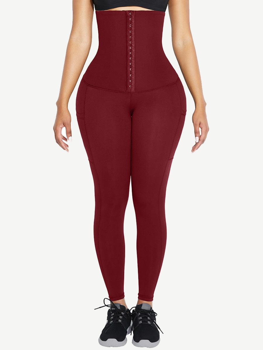 Snatched High Waist Shaping Leggings Three Hooks Pockets