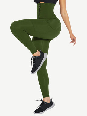 Snatched High Waist Shaping Leggings Three Hooks Pockets